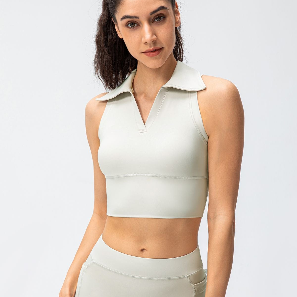 Retro Lapel Collar Cropped Sleeveless Tank Tops