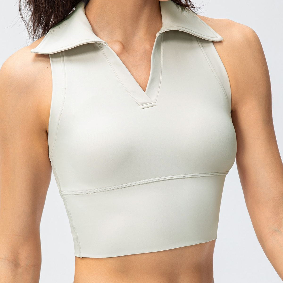 Retro Lapel Collar Cropped Sleeveless Tank Tops