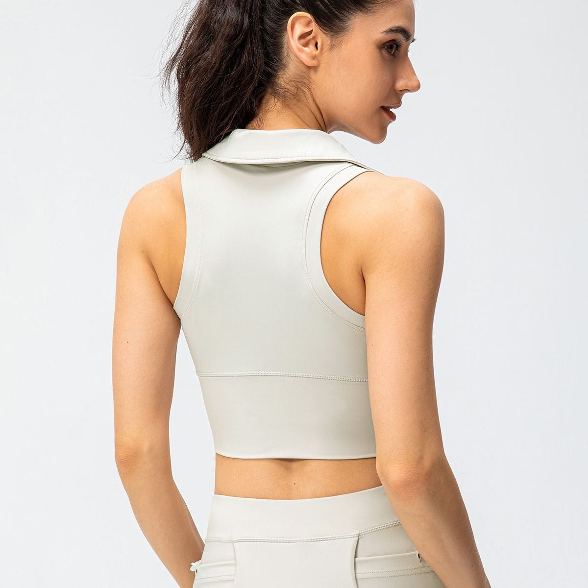 Retro Lapel Collar Cropped Sleeveless Tank Tops