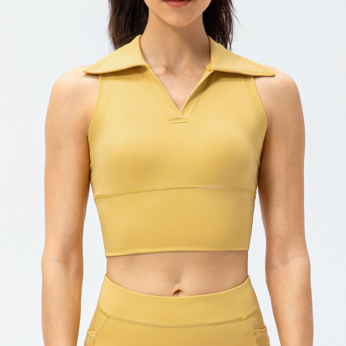 Retro Lapel Collar Cropped Sleeveless Tank Tops