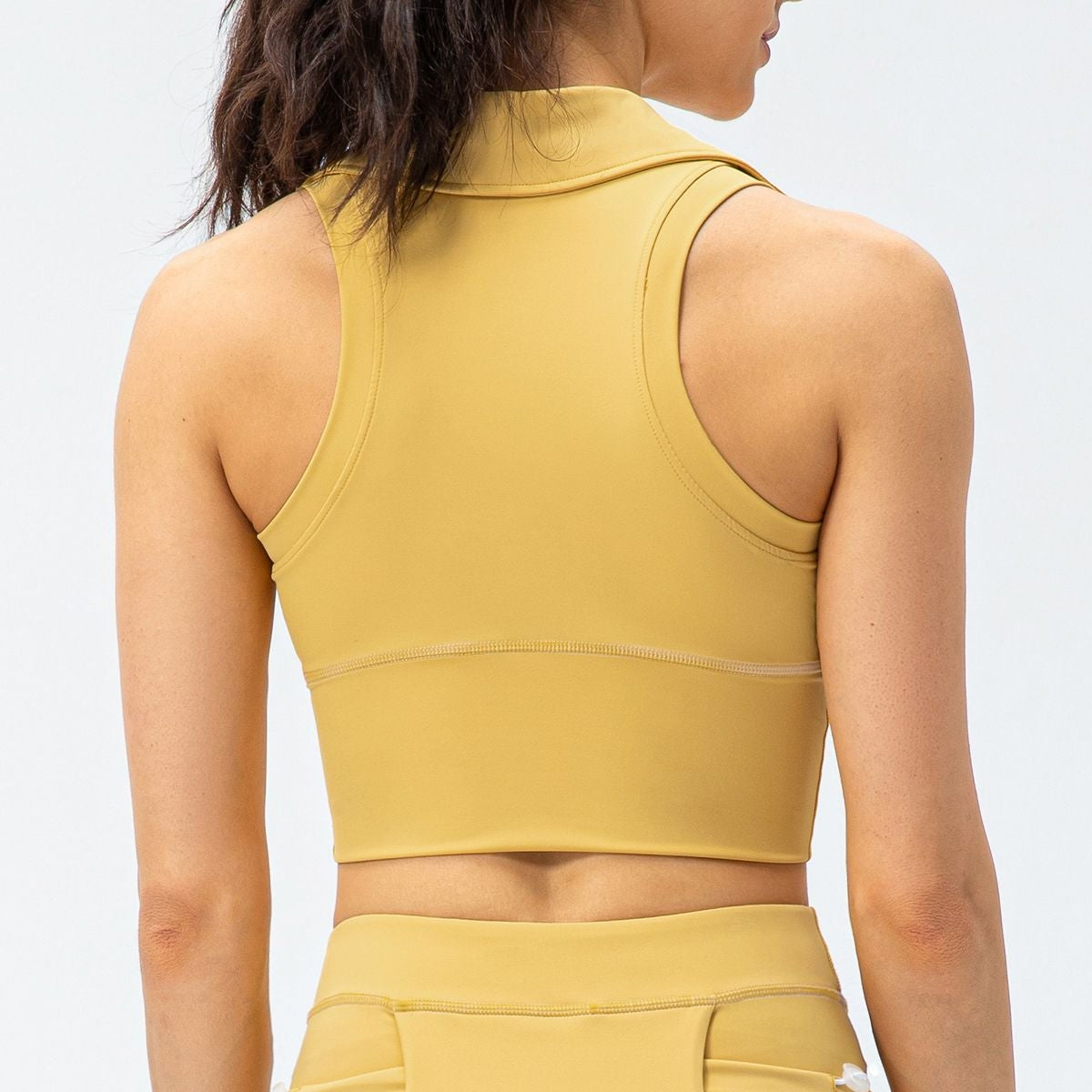 Retro Lapel Collar Cropped Sleeveless Tank Tops