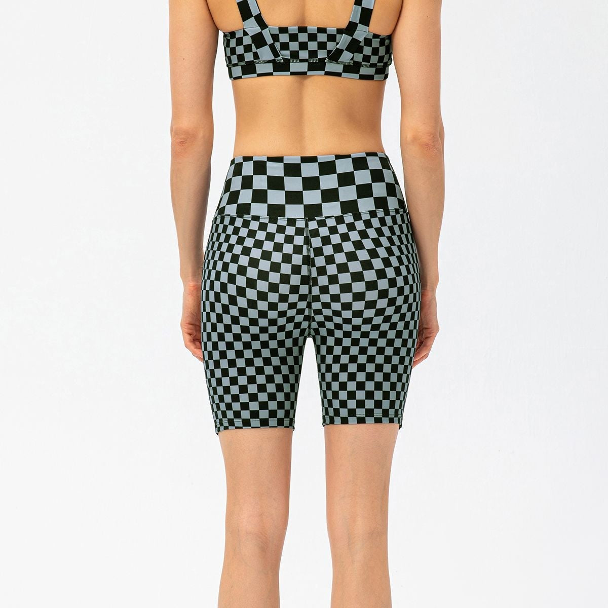 Checkerboard High Rise Biker Shorts