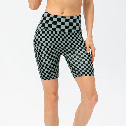 Checkerboard High Rise Biker Shorts
