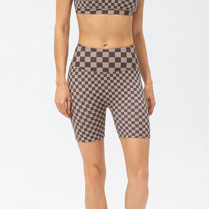 Checkerboard High Rise Biker Shorts