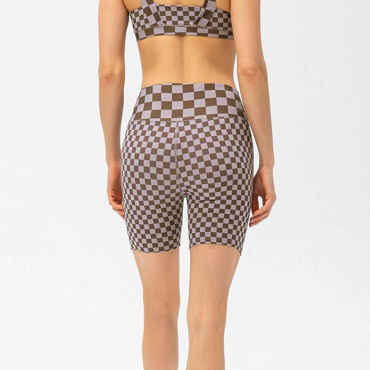 Checkerboard High Rise Biker Shorts