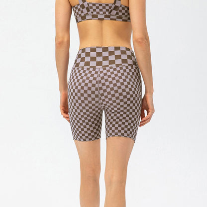 Checkerboard High Rise Biker Shorts