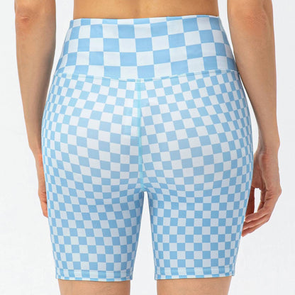 Checkerboard High Rise Biker Shorts