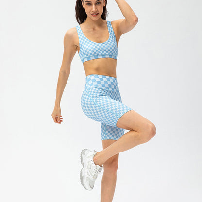 Checkerboard High Rise Biker Shorts