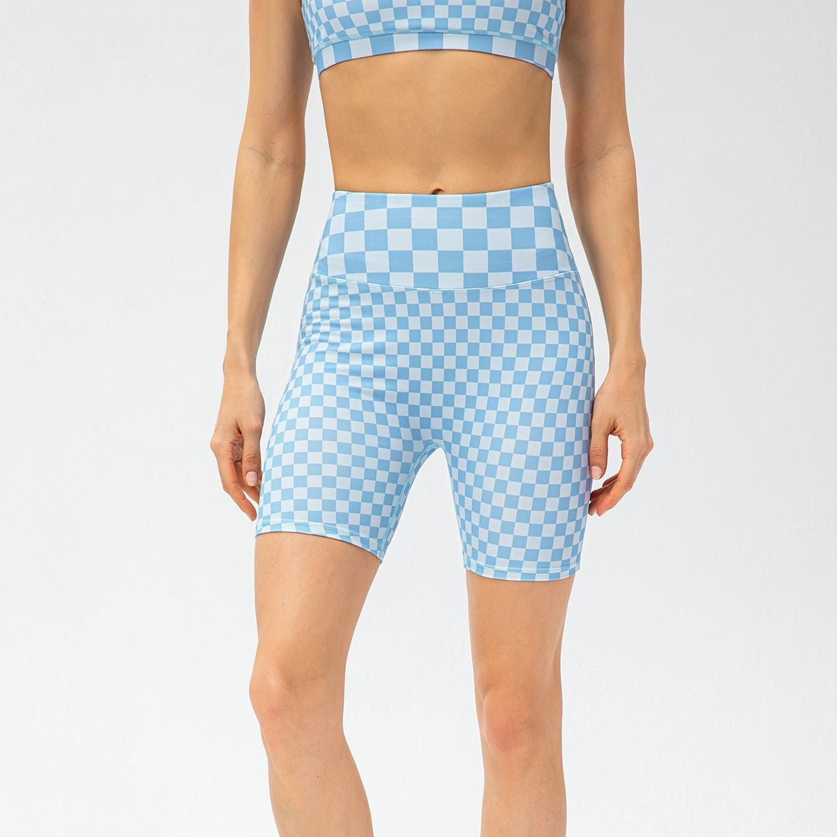 Checkerboard High Rise Biker Shorts
