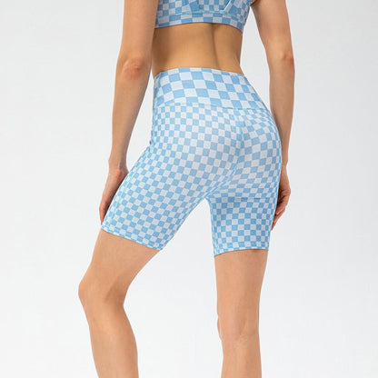 Checkerboard High Rise Biker Shorts