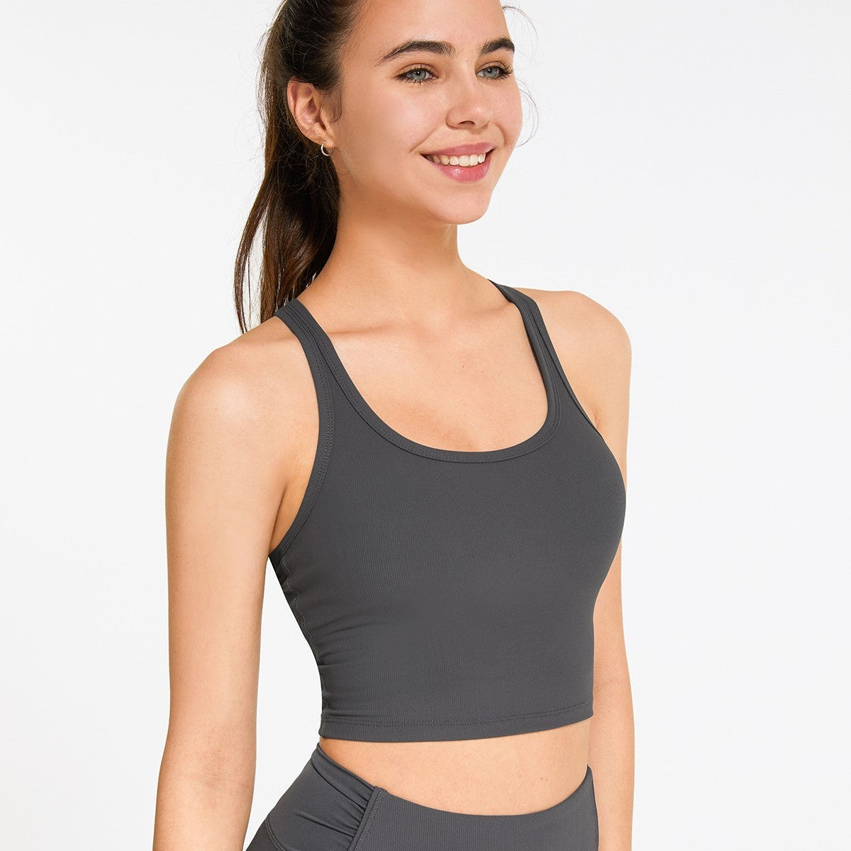 Ribbed Racerback Cropped Tank Tops