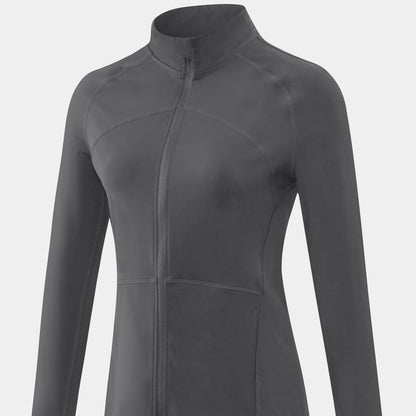 High Collar Full Zip Fleece Lined Track Jacket