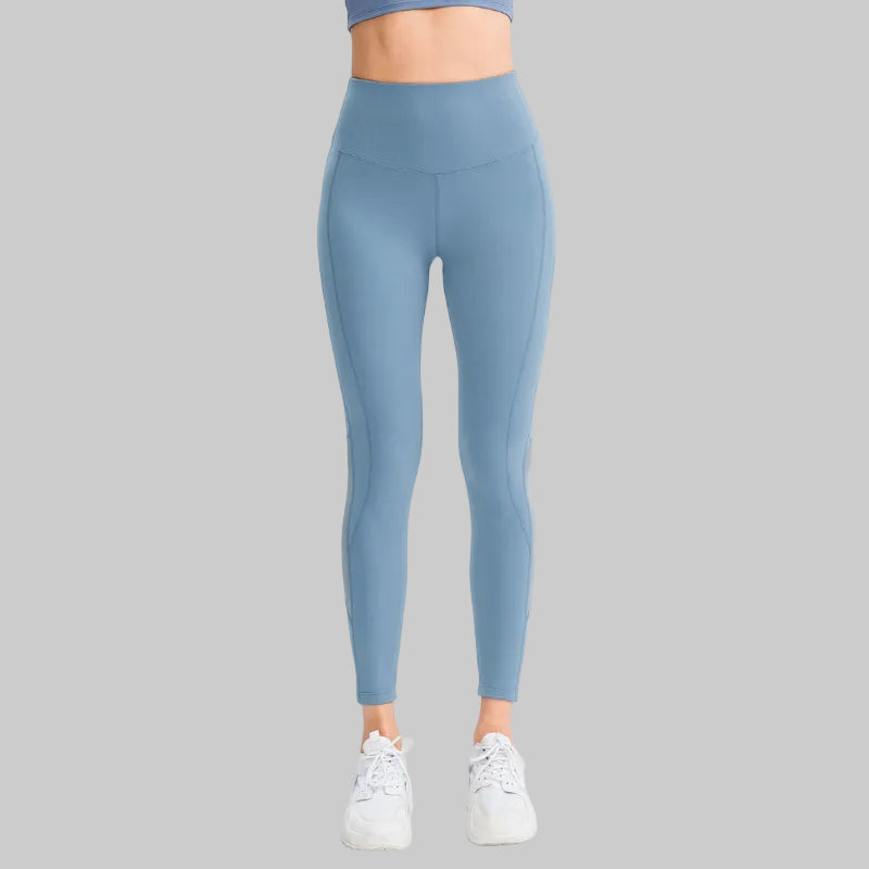 Mesh Insert High-Rise Ankle Leggings