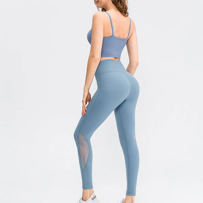 Mesh Insert High-Rise Ankle Leggings