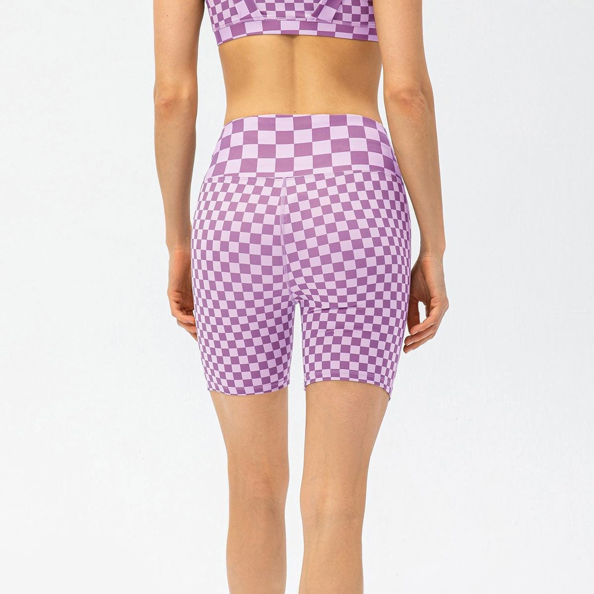 Checkerboard High Rise Biker Shorts