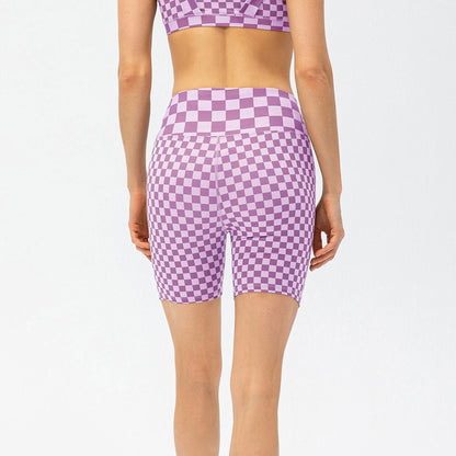 Checkerboard High Rise Biker Shorts