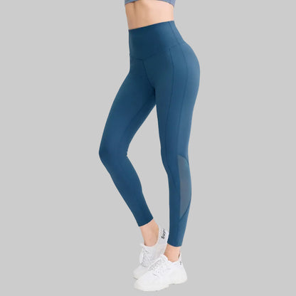 Mesh Insert High-Rise Ankle Leggings