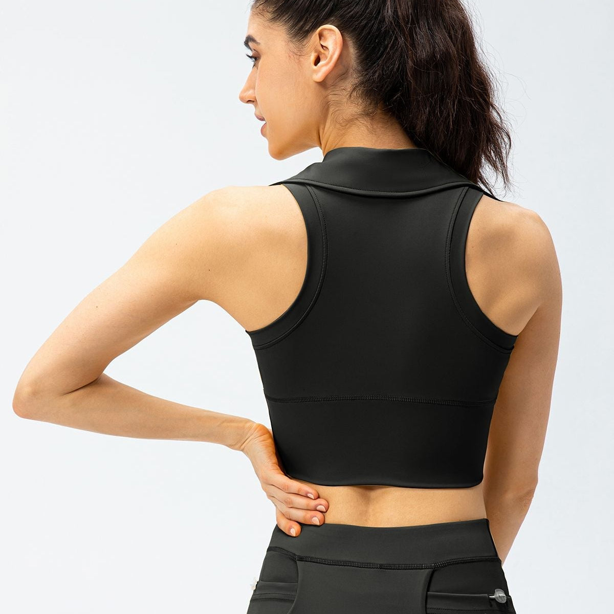 Retro Lapel Collar Cropped Sleeveless Tank Tops