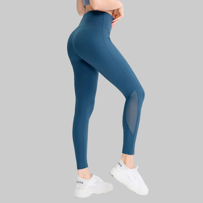Mesh Insert High-Rise Ankle Leggings