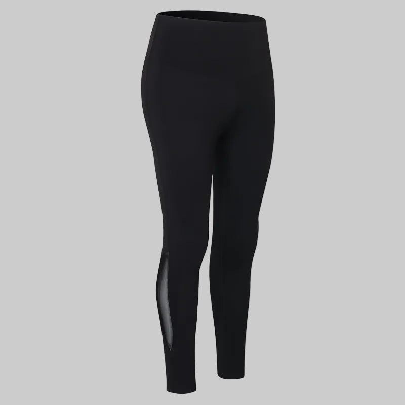 Mesh Insert High-Rise Ankle Leggings