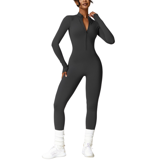 Fleece-Lined Half-Zip Active Jumpsuit