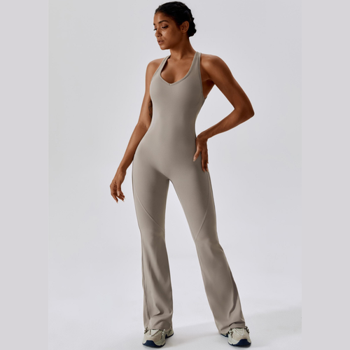 Scoop Neckline Flare Jumpsuit