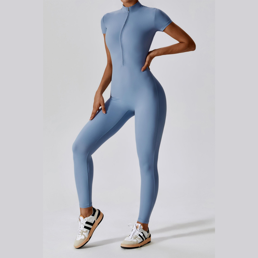 ZipFlex Short Sleeve Athleisure Jumpsuit