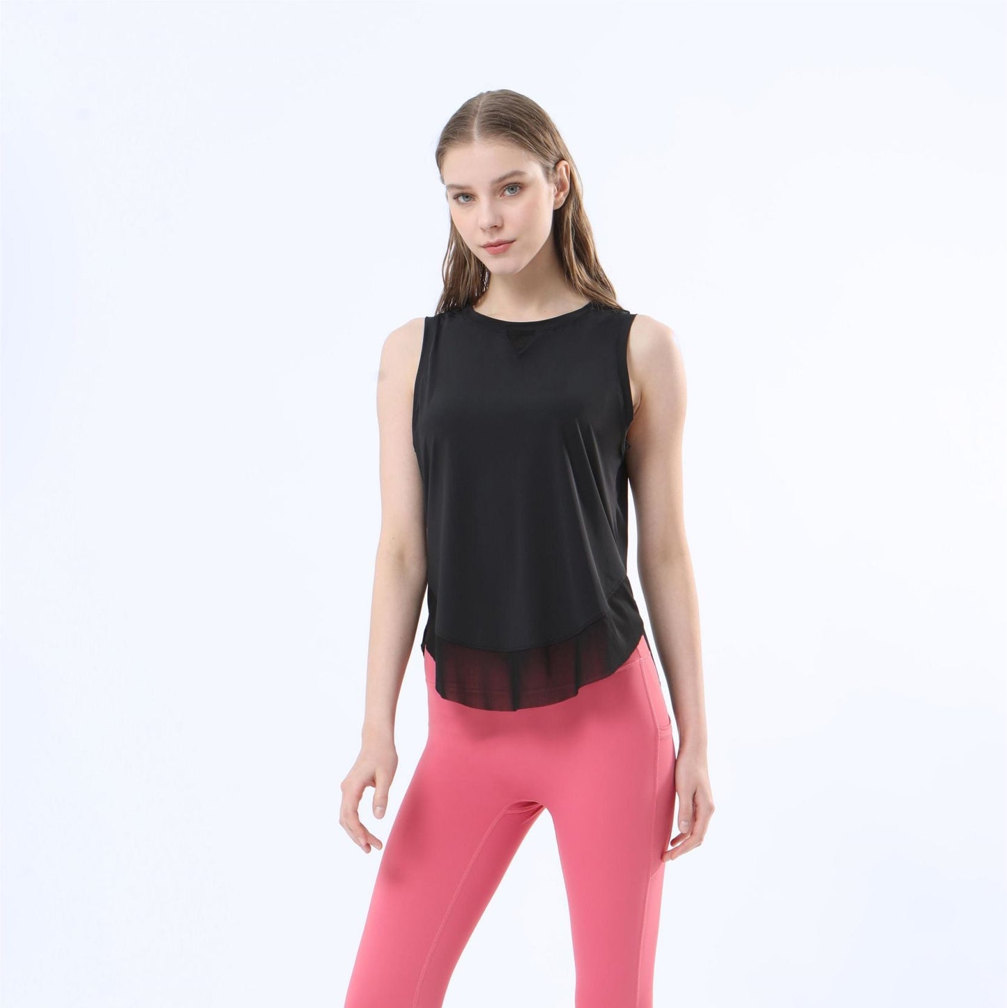 Breathable Mesh Panel Tank Top