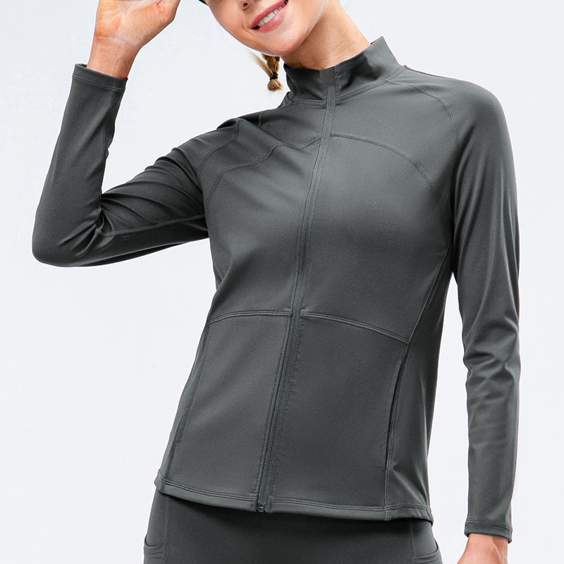 High Collar Full Zip Fleece Lined Track Jacket