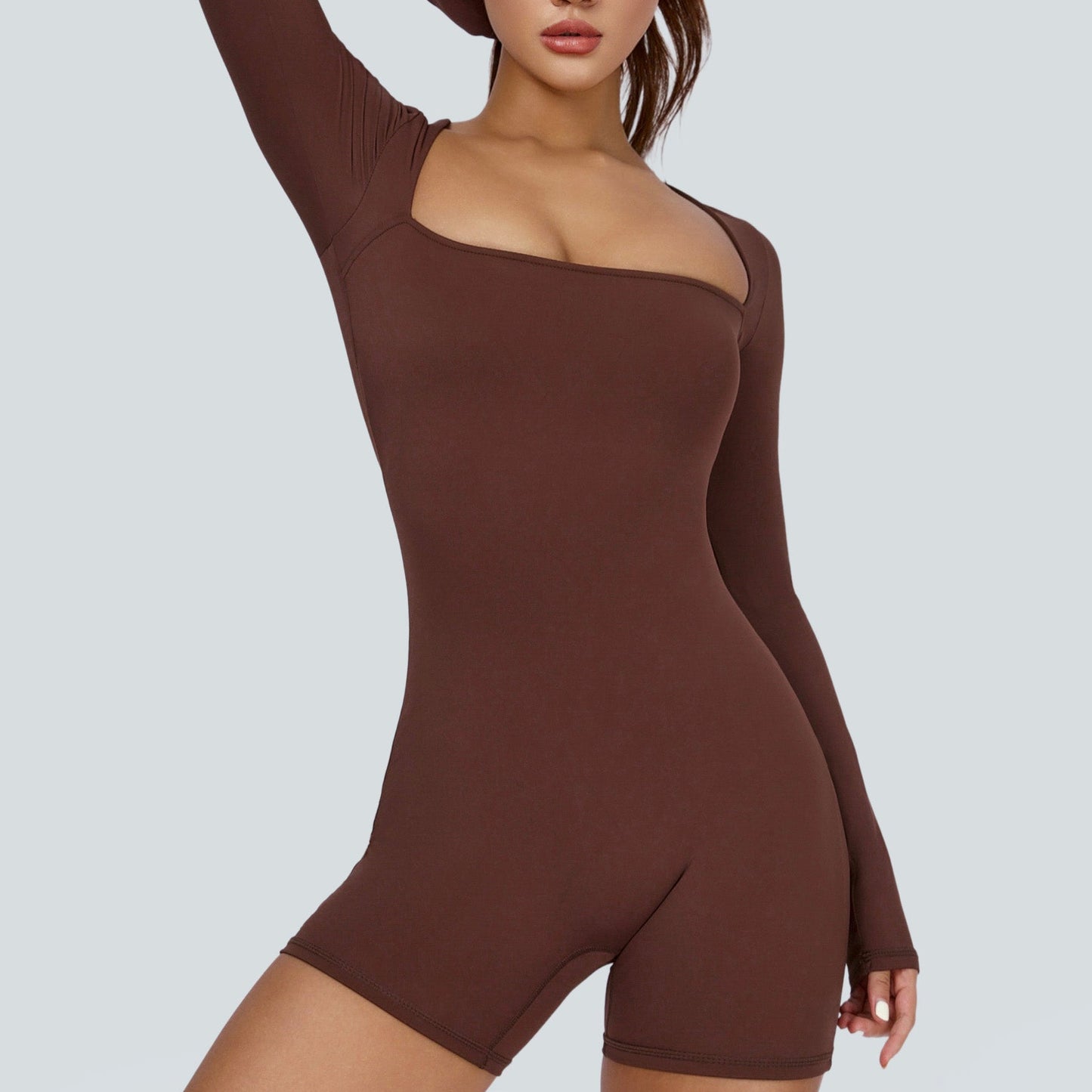 Square Neckline Long Sleeves Romper