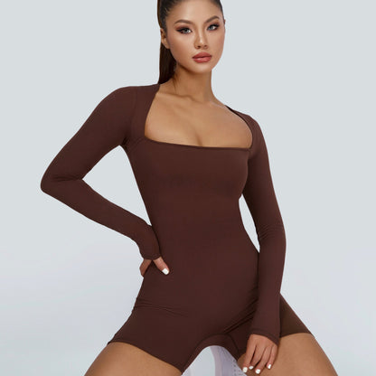 Square Neckline Long Sleeves Romper
