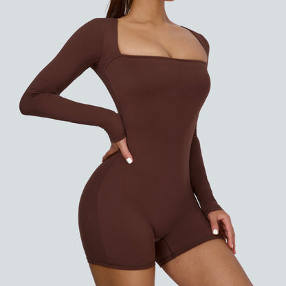 Square Neckline Long Sleeves Romper