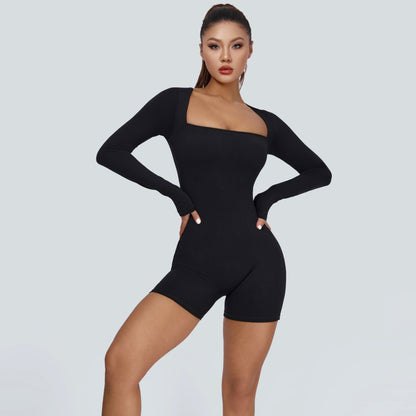Square Neckline Long Sleeves Romper