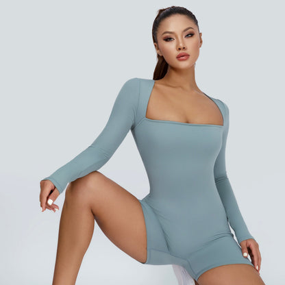 Square Neckline Long Sleeves Romper