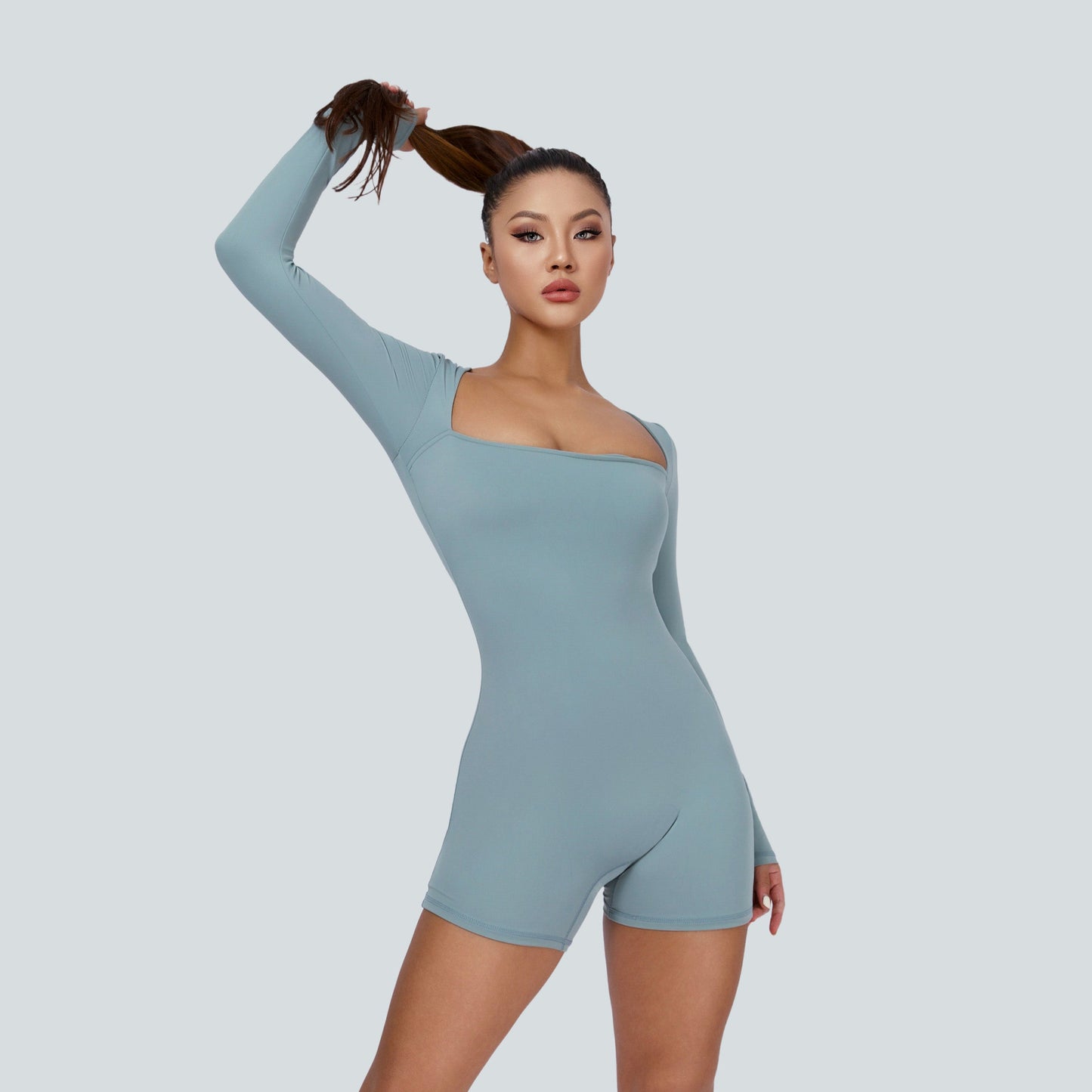 Square Neckline Long Sleeves Romper