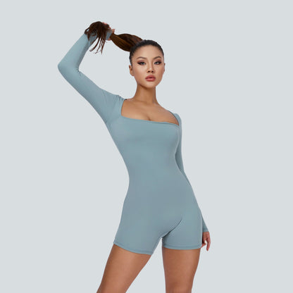 Square Neckline Long Sleeves Romper