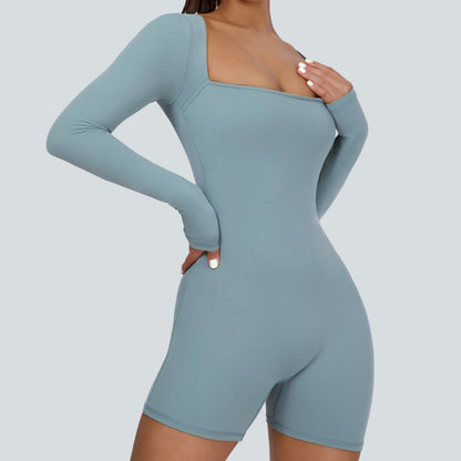 Square Neckline Long Sleeves Romper