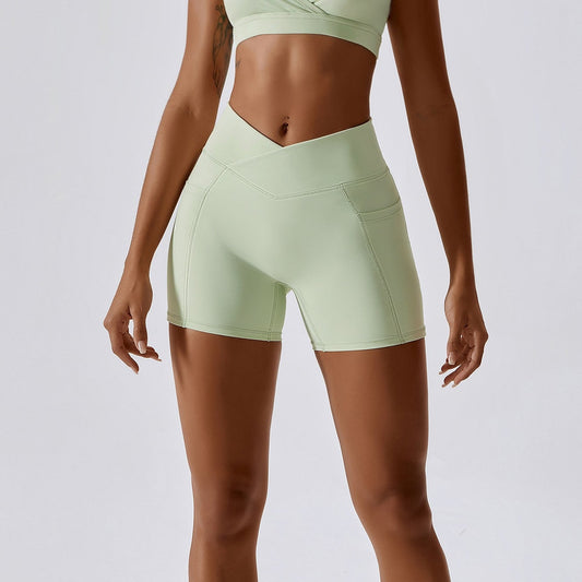 V-Waist Scrunch Mini Shorts With Pockets