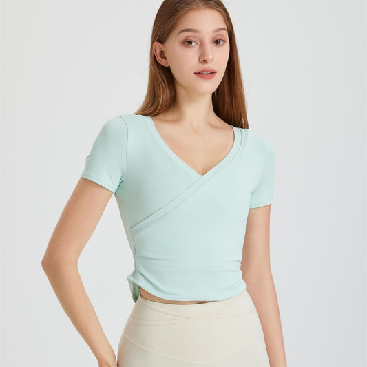 V-Neck Wrap Short-Sleeved T-Shirt