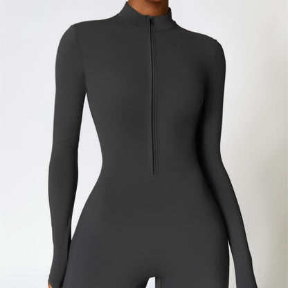 Fleece-Lined Half-Zip Active Jumpsuit