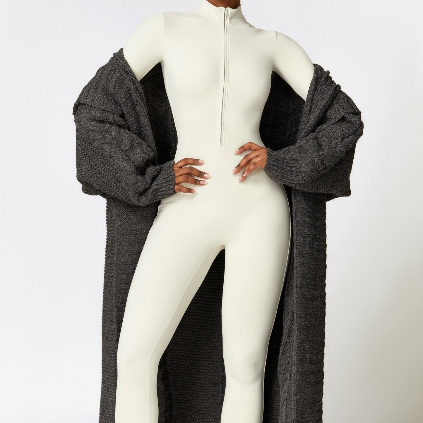 Fleece-Lined Half-Zip Active Jumpsuit