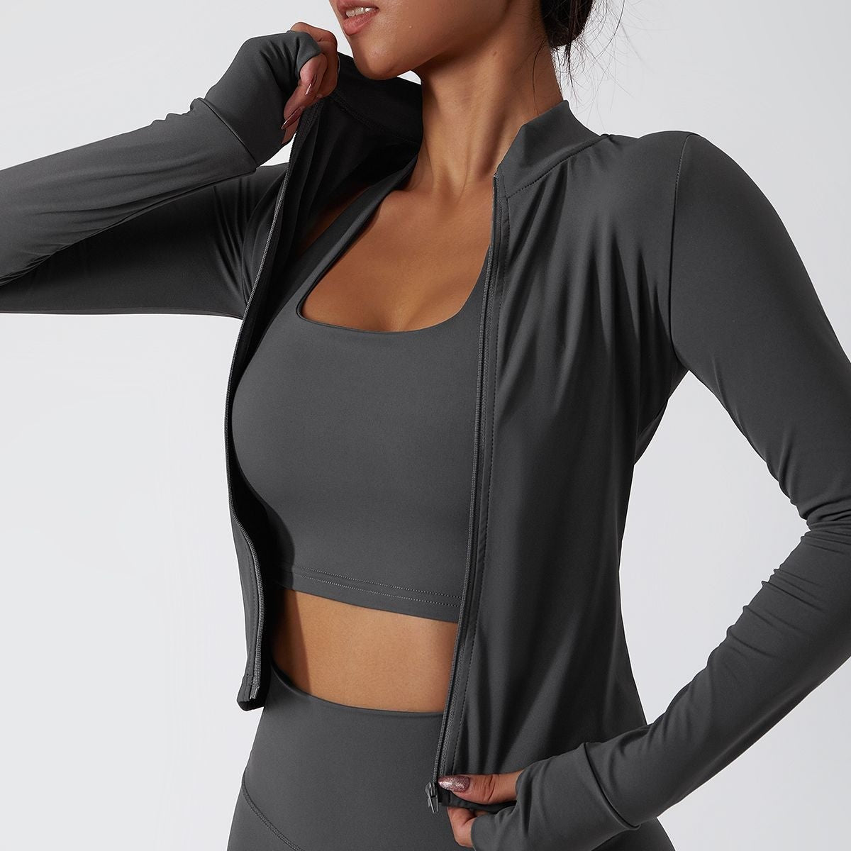 Mock Neck Zip-Front Track Jackets