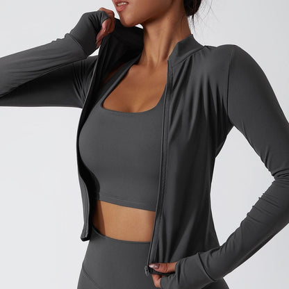 Mock Neck Zip-Front Track Jackets