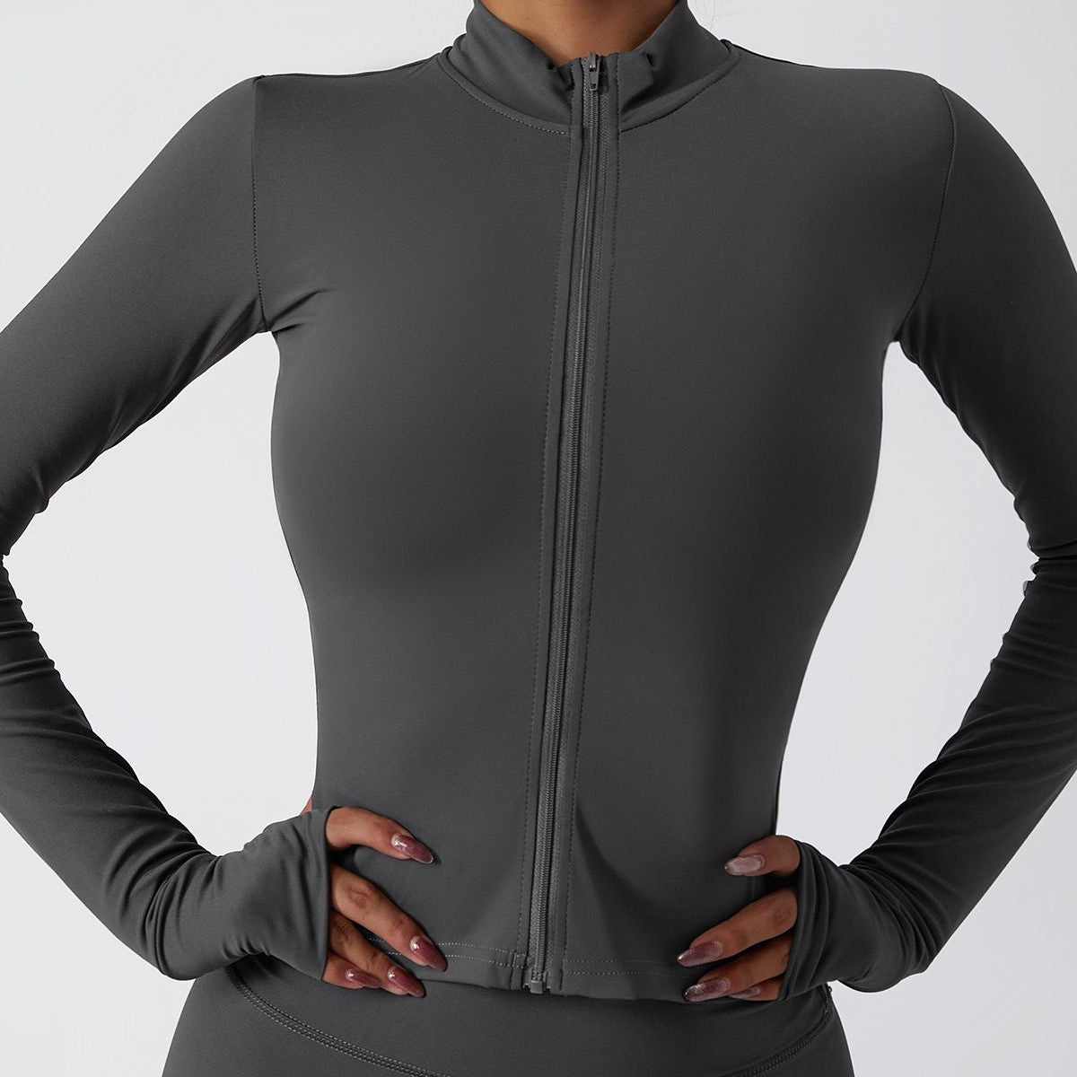 Mock Neck Zip-Front Track Jackets