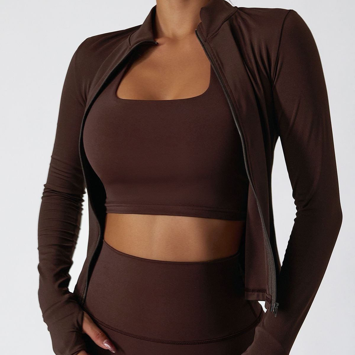 Mock Neck Zip-Front Track Jackets