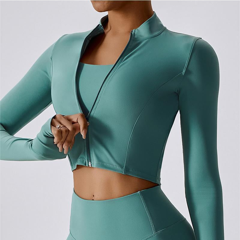 Cropped Long Sleeve Track Jacket