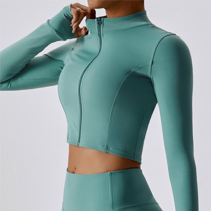 Cropped Long Sleeve Track Jacket