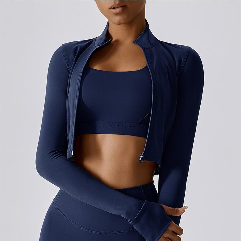 Cropped Long Sleeve Track Jacket