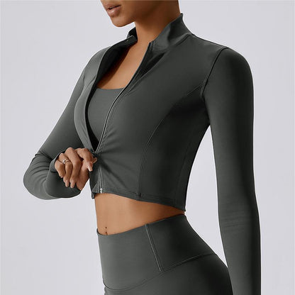 Cropped Long Sleeve Track Jacket