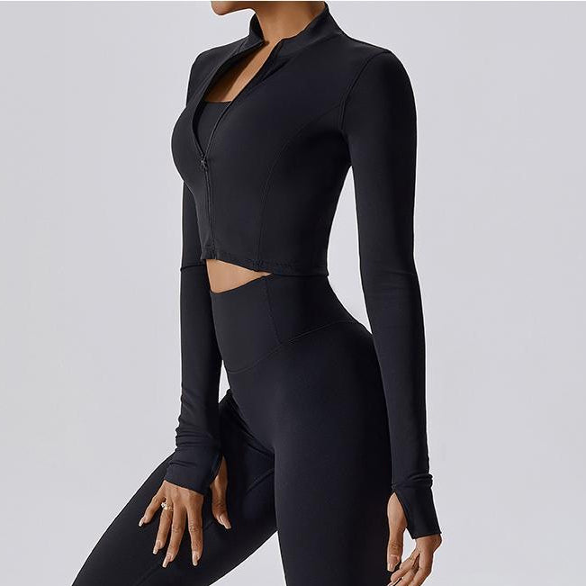 Cropped Long Sleeve Track Jacket